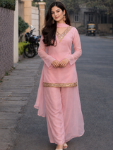 Women's Blush Pink Embroidered Kurta Set with Dupatta