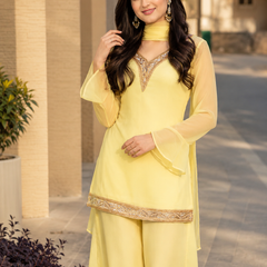 Lemon Yellow Georgette Kurta Set