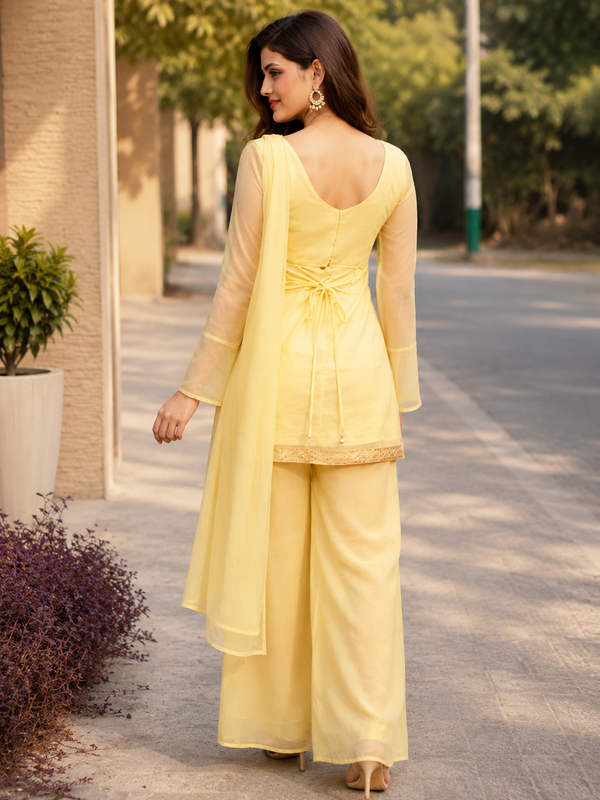 Lemon Yellow Georgette Kurta Set