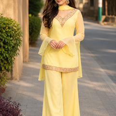 Lemon Yellow Georgette Kurta Set