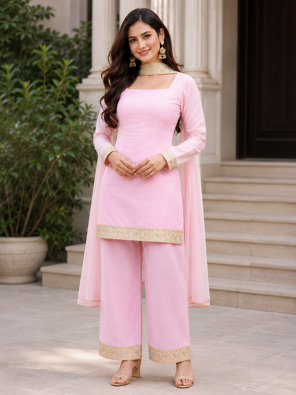 Blush Pink Georgette Kurta Set