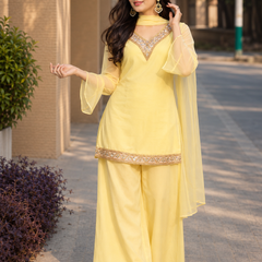 Lemon Yellow Georgette Kurta Set
