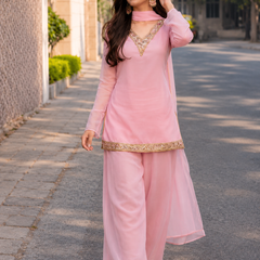 Baby Pink Georgette Kurta Set