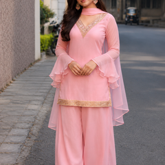 Baby Pink Georgette Kurta Set