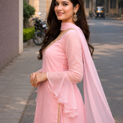 Baby Pink Georgette Kurta Set