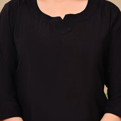 Black Solid Color Linen blend  Coordset