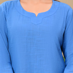 Sky Blue Solid Color Linen blend  Coordset