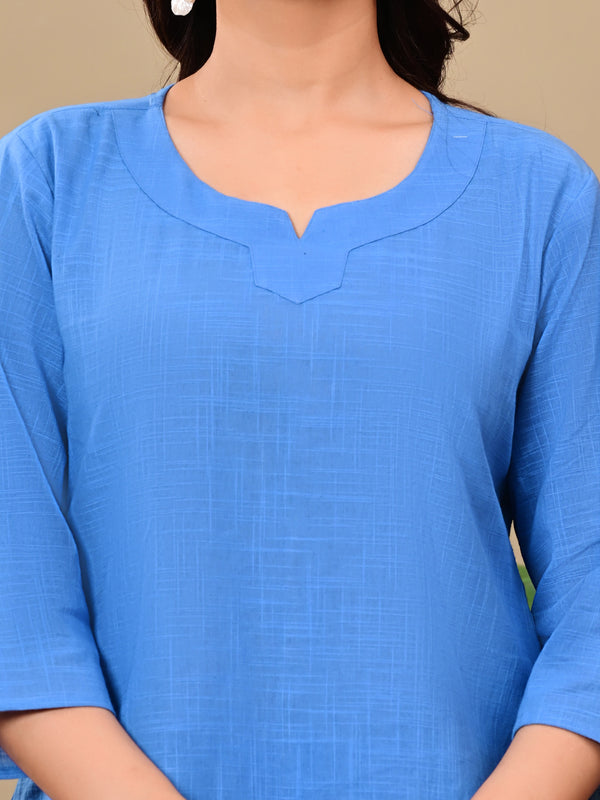 Sky Blue Solid Color Linen blend  Coordset