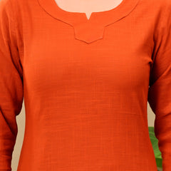 Rust Orange Solid Color Linen blend  Coordset