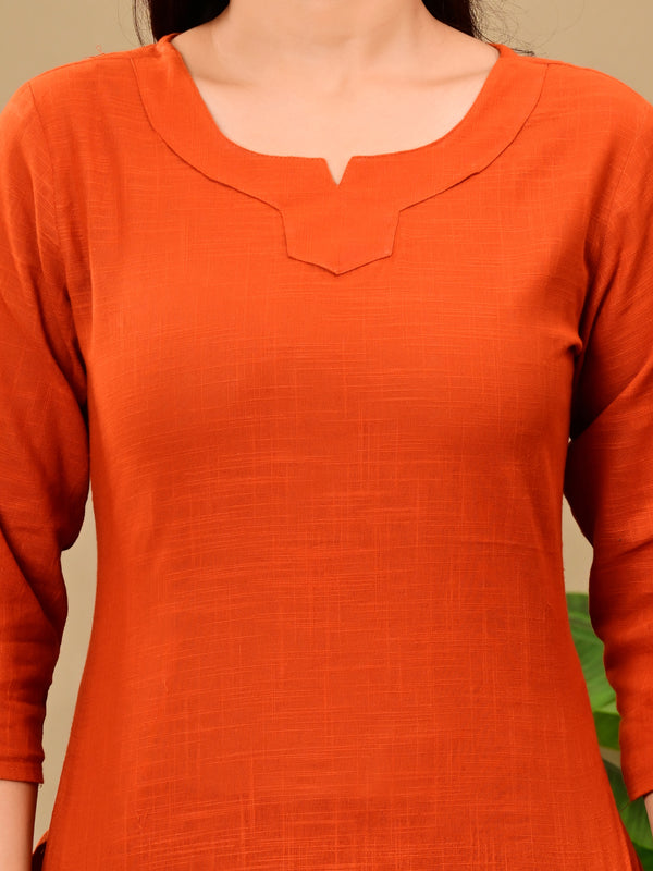 Rust Orange Solid Color Linen blend  Coordset