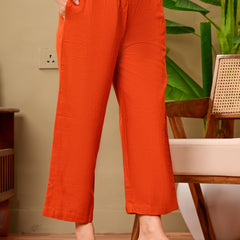 Rust Orange Solid Color Linen blend  Coordset
