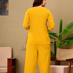 Mustard Solid Color Linen blend  Coordset