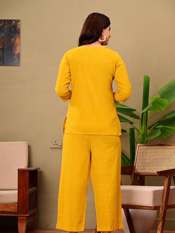 Mustard Solid Color Linen blend  Coordset