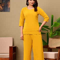 Mustard Solid Color Linen blend  Coordset