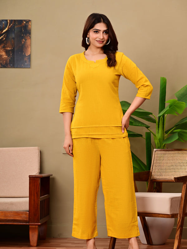 Mustard Solid Color Linen blend  Coordset