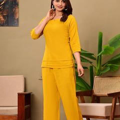 Mustard Solid Color Linen blend  Coordset