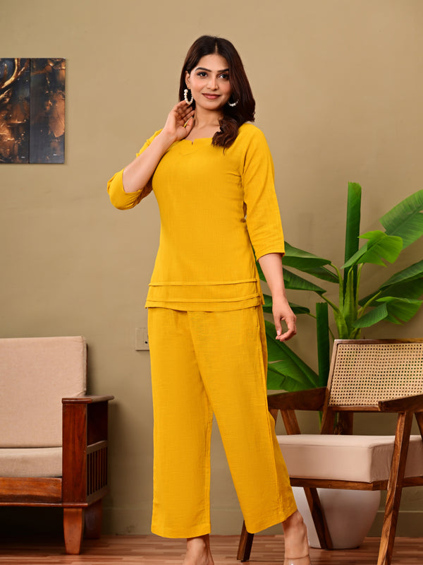 Mustard Solid Color Linen blend  Coordset
