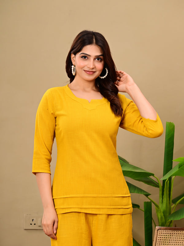 Mustard Solid Color Linen blend  Coordset