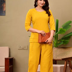 Mustard Solid Color Linen blend  Coordset