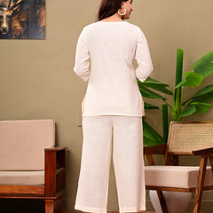 Off white Solid Color Linen blend  Coordset