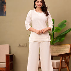 Off white Solid Color Linen blend  Coordset