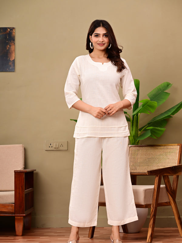 Off white Solid Color Linen blend  Coordset