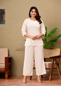 Women's Off-White Solid Co-Ord Set