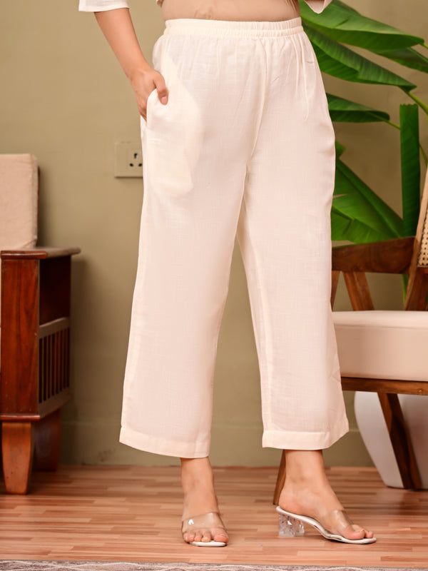 Off white Solid Color Linen blend  Coordset