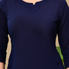 Navy Blue Solid Color Linen blend  Coordset