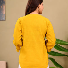 Mustard Linen Blend Top
