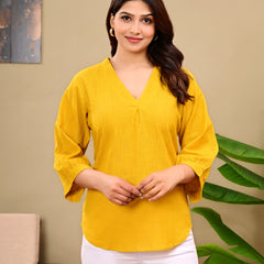 Mustard Linen Blend Top