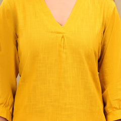 Mustard Linen Blend Top