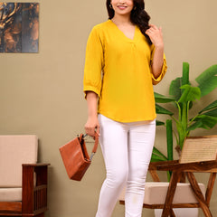 Mustard Linen Blend Top