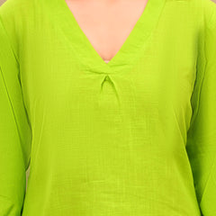 Bright Green Linen Blend Top