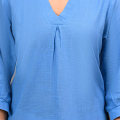 Sky Blue Linen Blend Top