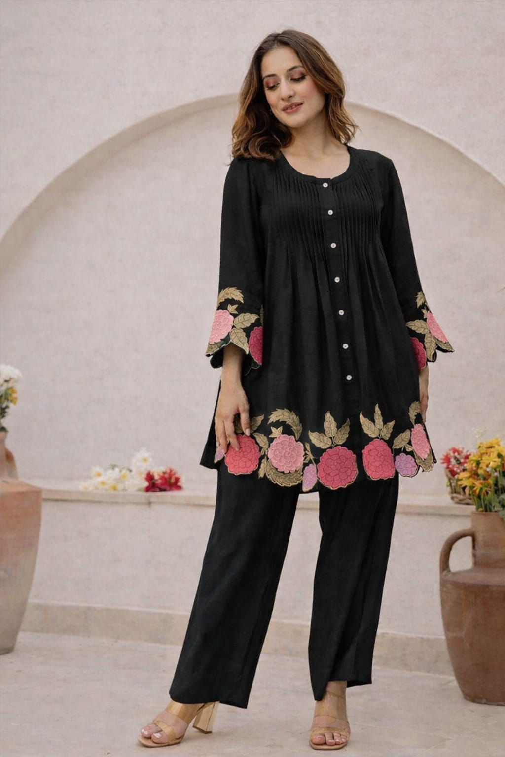 Designer Black Ethnic Co-Ord Set for Women