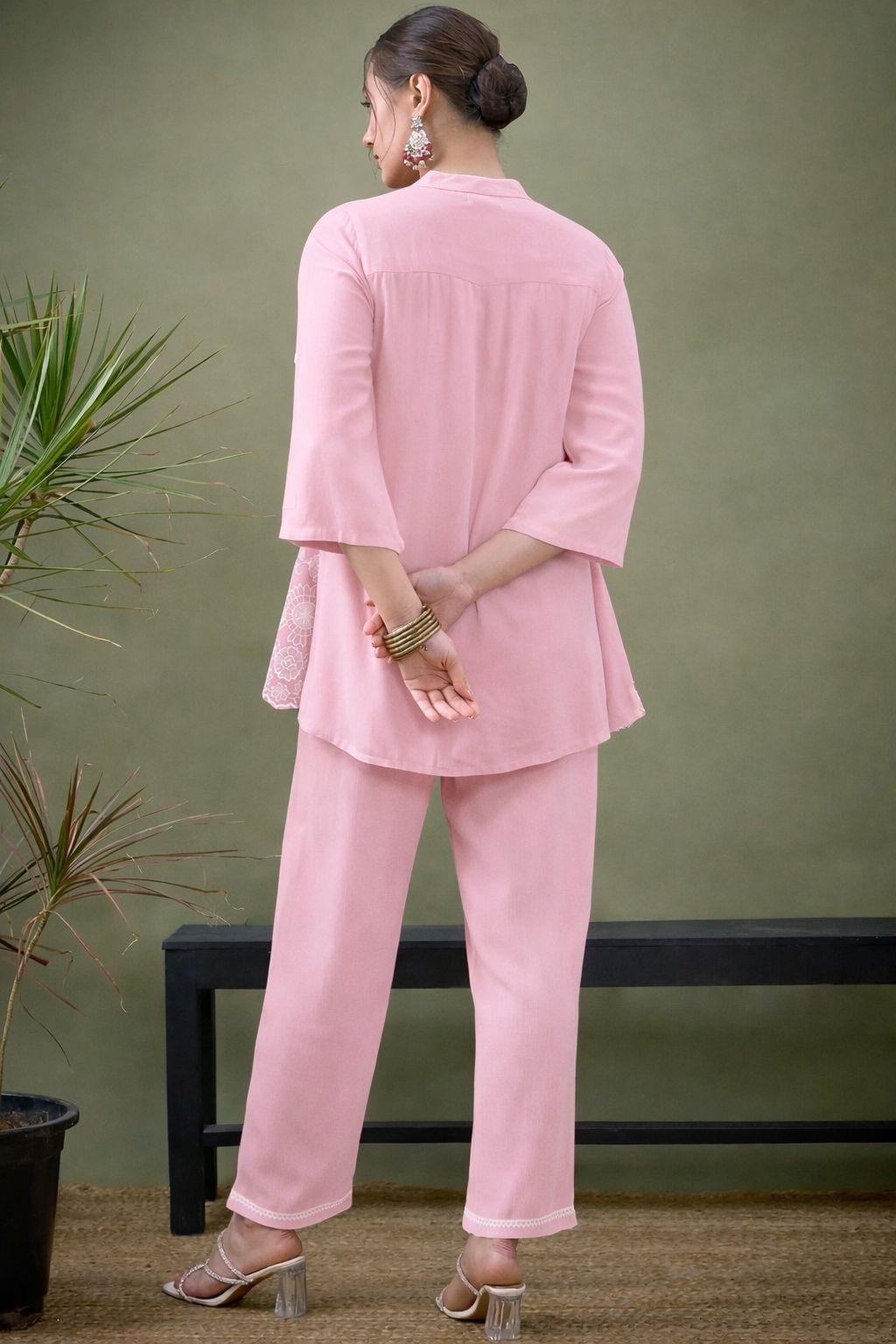 Soft Pink Ethnic Co-Ord Set for Women