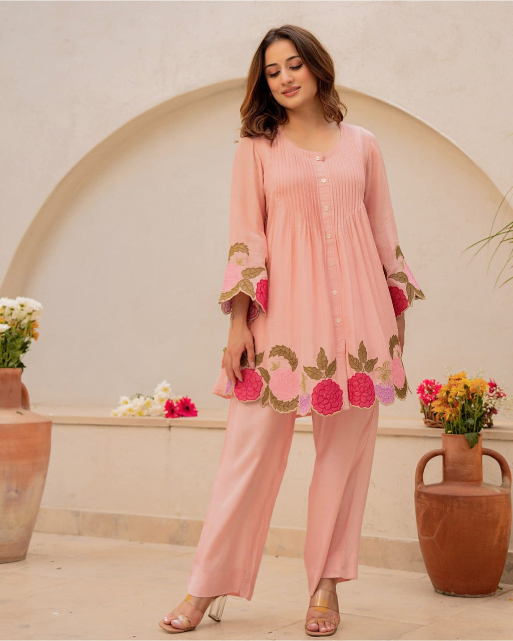 Designer Pink Ethnic Co-Ord Set for Women