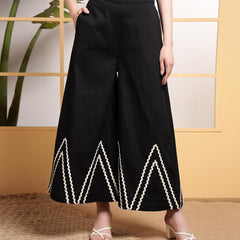 Black Linen Wide Pants with Vest styled Top Coordset