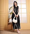 Elegant Black Co-Ord Set with White Embroidered Details