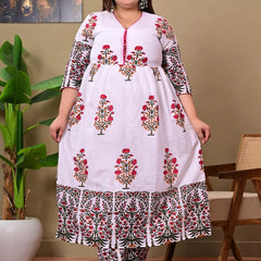 Floral Printed Empire Pure Cotton Kurta with Palazzos & With Dupatta