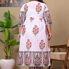 Floral Printed Empire Pure Cotton Kurta with Palazzos & With Dupatta