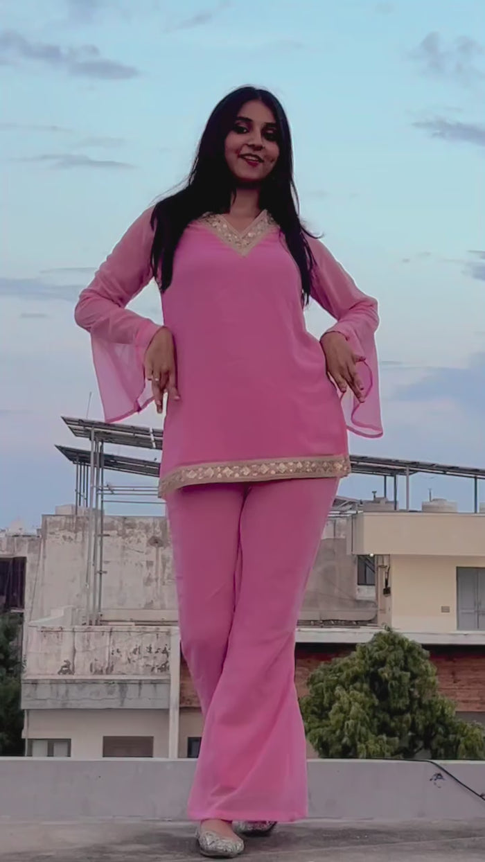 Women's Blush Pink Embroidered Kurta Set with Dupatta